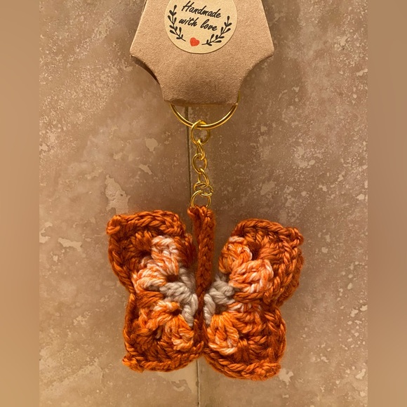 Hand Crafted Accessories - NWT Keychain Handmade Crochet 3D Butterfly Keychain